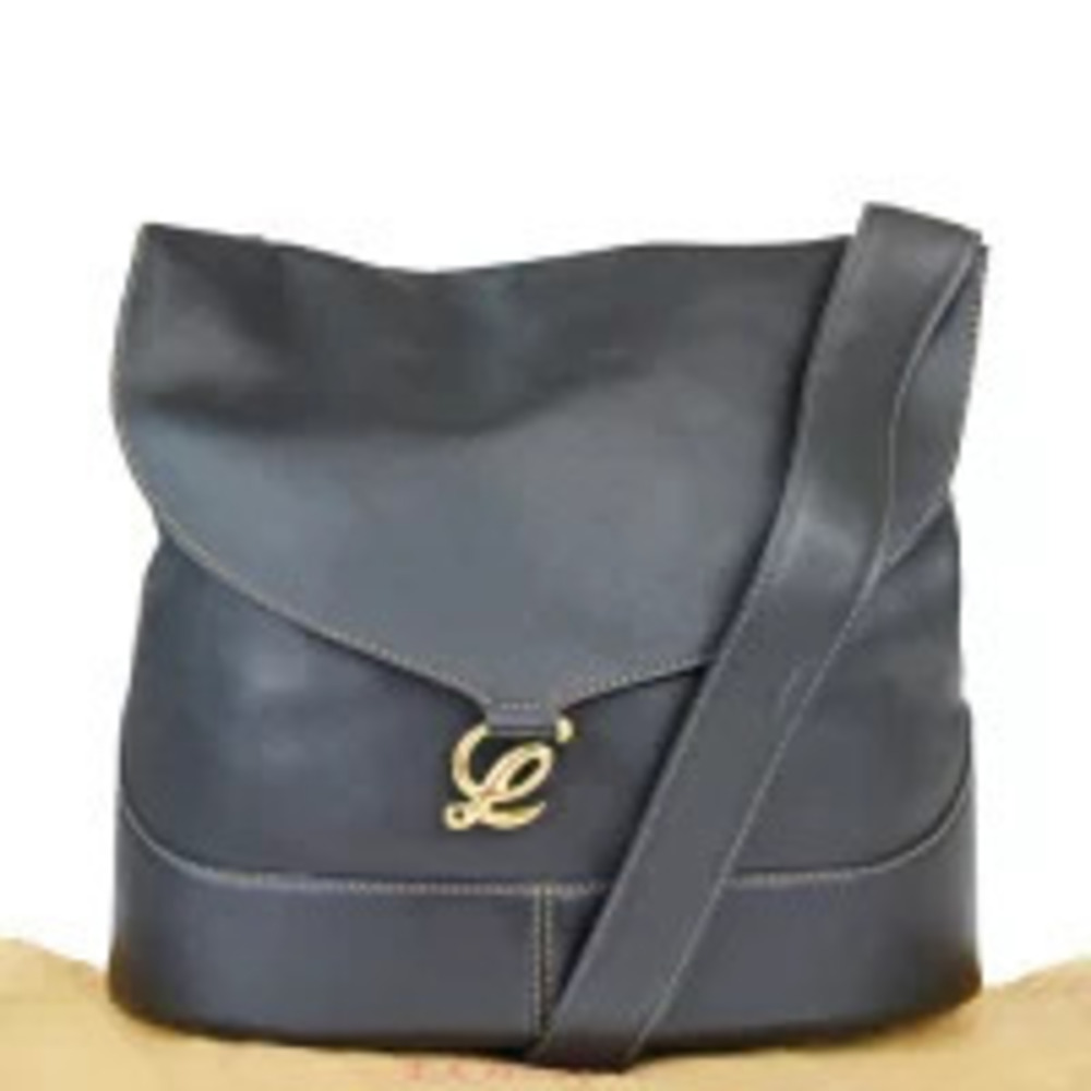 Loewe Anton shoulder bag leather prominent anagram clasp black